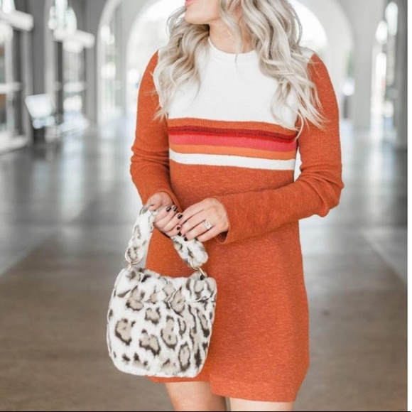 Free People Colorblock Sweater Dress Small NWT - Picture 2 of 9